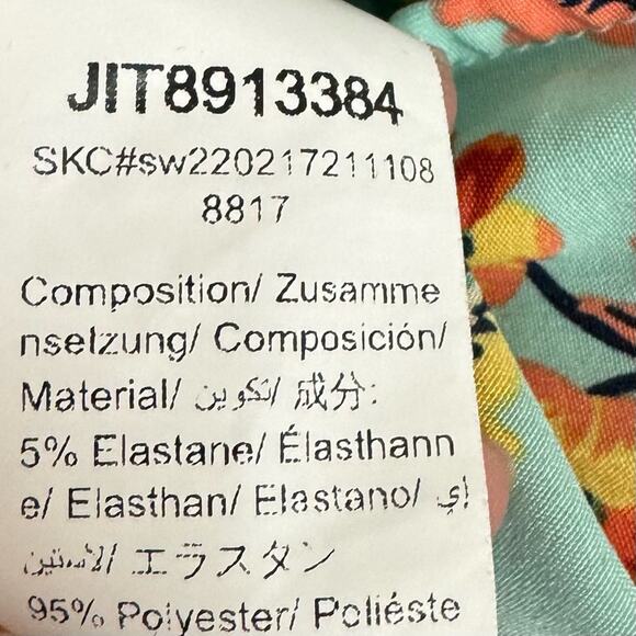 One Shoulder Turquoise floral Wide Leg Jumpsuit Size 6 Medium - Picture 7 of 8